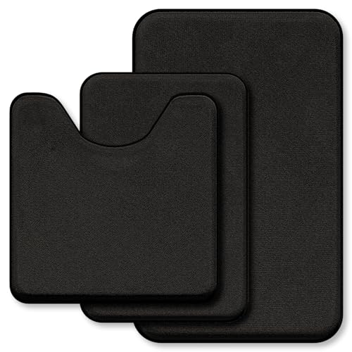 Black RUN HELIX 3-Piece Memory Foam Rugs