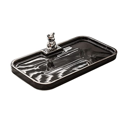 LEIYTFE Plateau De Vanité De Maquillage Organisateur De Plateau Décoratif en Céramique, Porte-clés Trinket Dish Accent Tray Cadeaux pour Femmes, Plat À Bijoux en Céramique Porte-Bonbons Cover
