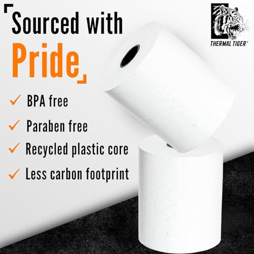 Image of Thermal Tiger 3 1 /8 inch x 230' Thermal Receipt Paper Rolls (50 Rolls) - BPA-Free, Universal POS Compatibility for Clover, Epson, & Verifone - Crisp Printing & 5-Year Image Life