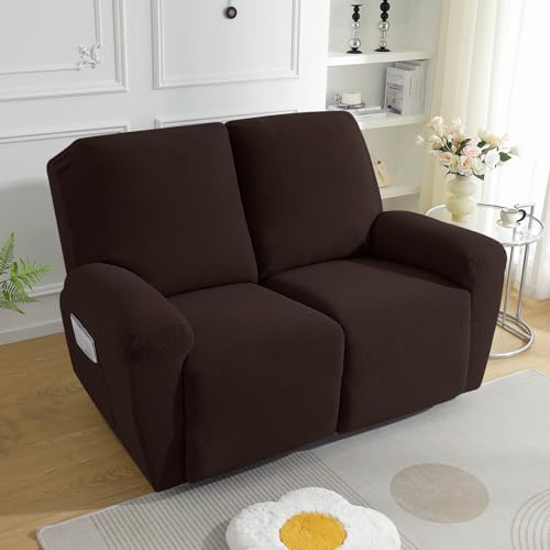 Funda para sofá reclinable de 2 plazas elástica biplaza con bolsillo lateral 3