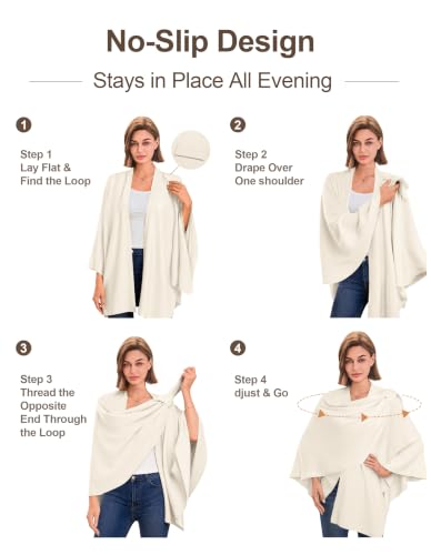 Image of PULI Womens Cross Front Poncho Shawl Wrap Elegant Wedding Formal Gift