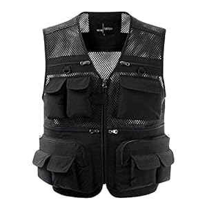 Sukany Men’s Mesh Fishing Vest Utility Multi-Pocket Outdoor Work Shooting Safari Travel Photography Vest