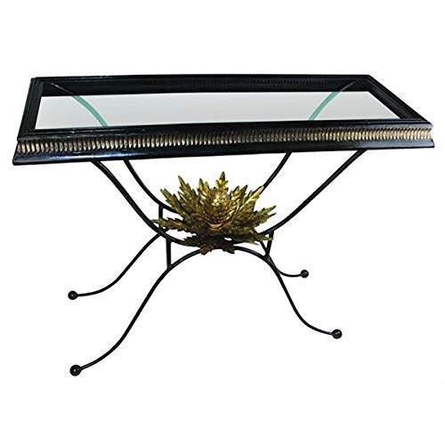MY SWANKY HOME Black Wrought Iron Artichoke Console Table Ornate