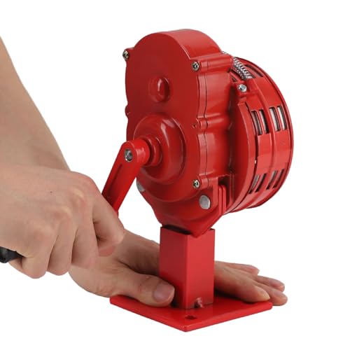 WOOXGEHM Hand Crank Siren Horn, 110dB Loud, Adjustable Volume Hand Crank Siren, Solid Structure Aluminium Alloy Air Raid Tornado Siren Horns Alarm for Emergency(Red)