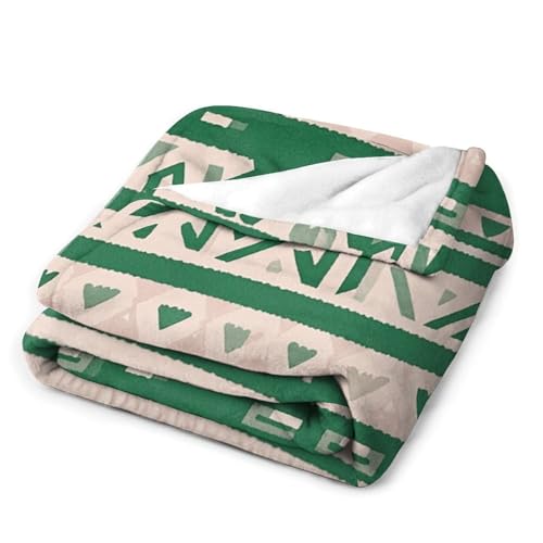 Couverture de lit en flanelle duveteuse, plaid chaud vert et blanc pour canapé
