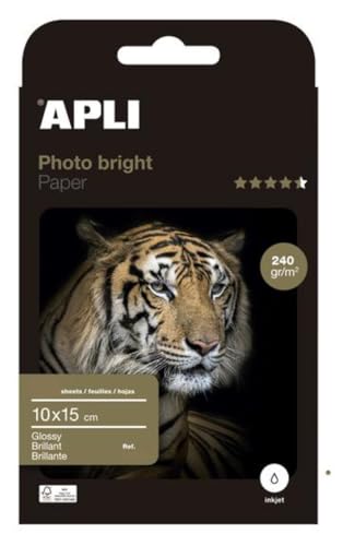 Papier Photo Brillant Apli 240g fini les tirages ternes avec 100 feuilles haute définition