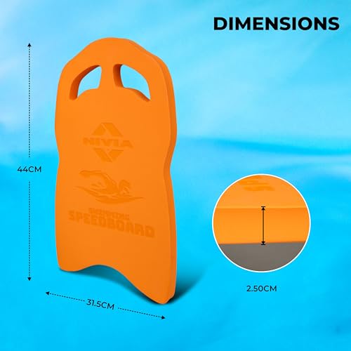 Image of Nivia SpeedBoard for Swimming, Sports Swimming Floats for Adults-Kids, Kickboard for Beginners Training, Float Pad with All Holding Angles (Orange)