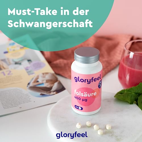 Folsäure - 400 Tabletten (13 Monate) - 400µg reine Folsäure pro Tablette - SCHWANGERSCHAFT & IMMUNSYSTEM* - 100% vegan, laborgeprüft und ohne Zusätze in Deutschland hergestellt