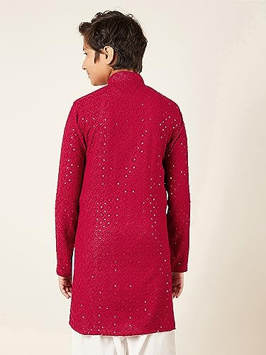 Image of AJ DEZINES Chikankari Kurta For Boys- Ethnic Wear | Embroidery Chikankari Sequined | Traditional & Festive Outfit | Cotton Stylish Boys Kurta | Perfect For Wedding & Family Function