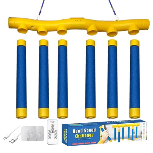 Conjunto de apanhar paus de 3 velocidades, Catching Sticks Game, Drop Stick Game, jogo de treino de reação com bastões - captura para coordenação mãos-olhos, reflexo desafiador para crianças e adultos