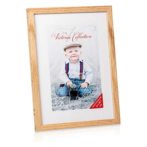 Victoria Collection Solid Oak Photo Frame - Classic Wooden Picture Frame for A4 (21x29,7 cm) Photos | Free Standing Photoframe Suitable for Desk & Wall | Portrait & Landscape Cover