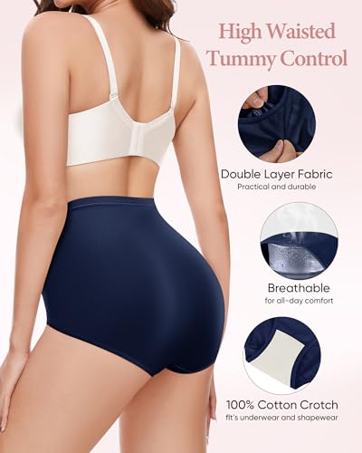 Women's Underwear 4 Pack Tummy Control High Waisted Ladies Panties Postpartum Compression Briefs Full Coverage3