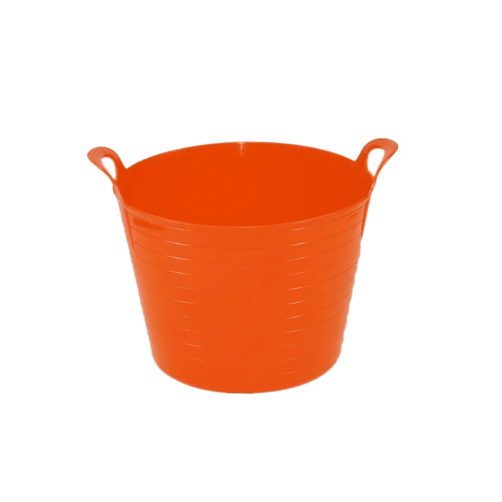 JMS we create smile - Genuine Flexible Tub Trug | Horse Feeding Bucket - Animal Feed Waste Collector | Multipurpose Flexible Rubber Storage Container Buckets - MADE IN UK. (ORANGE, 26 Litre) — image 1