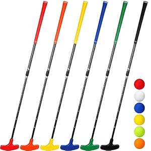 Wettarn 6 Set Golf Putters for Men and Women Two Way Mini Golf Putter with 6 Golf Balls Kids Putter Bulk for Right or Left Handed Golfers Adjustable Length Golf Clubs Set