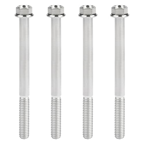 Titanium Ti Flange M6 10 15 20 25 30 35 40 45 50 55 60 65 70 75 80 90 100mm Bolt Screw for Motorcycle Modified Pack fo 4 (Normal Titanium, M6x75mm)