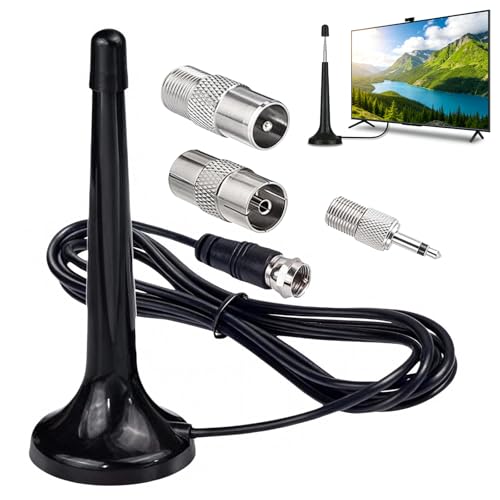 Antena de Radio Dab FM Telescópica Interior con Conector Tipo F y Base Magnética, 3 Metros de Cable, Receptores de 75 Ohm en Sistemas de Audio y Cine en Casa, Alta Fidelidad