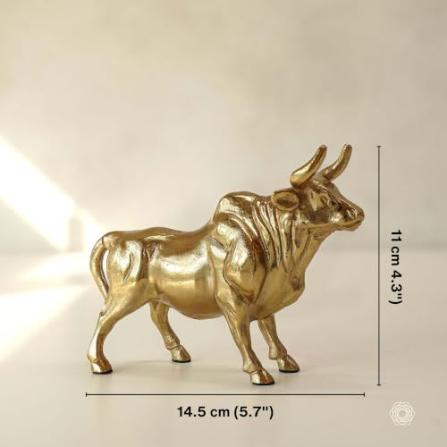 Image of BEHOMA Aluminium Bull Decorative Figurine Showpiece | Elegant Modern Tabletop Art Showpiece for Living Room, Office, Bedroom, Shelf Display | Premium Home Decor Accent