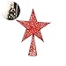 Produktbild 1 Stück Baumspitze Stern Weihnachtsbaum Topper Exquisite Schimmernder Stern Weihnachtsbaum Dekoration Metall Christbaum Spitze 30 cm (Rot)