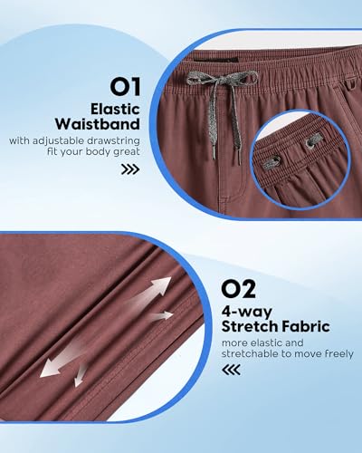 maamgic Men's 5 inch Inseam Shorts Pull-On Relaxed Fit Comfort Stretch Short Shorts with Pocket