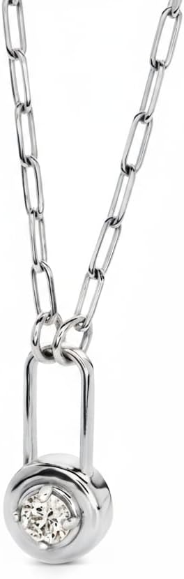 OAK & LUNA - Lock & Luna Oval/Round/Emerald Cut 0.3ct Moissanite Charm Necklace – 18K Gold Vermeil or Sterling Silver Pendant with 16″/18″/20″ Chain