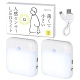 人感センサーライト 室内用 USB充電式 おしゃれ 明暗センサー付き マグネット付き 2個セット 白色 salvos