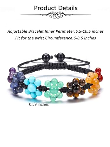 Image of Top Plaza Bead Chakra Bracelet 7 Chakras Healing Crystals Bracelet Yoga Stone Beads Bracelets Meditation Relax Anxiety Bangle for Womens Mens