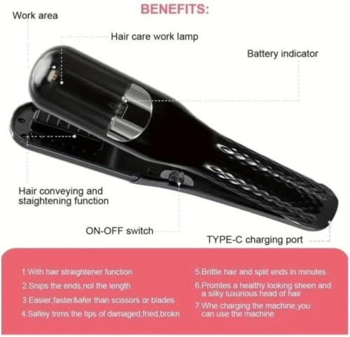 HILEXI Cordless Split End Hair Trimmer Machine, Black - Image 5
