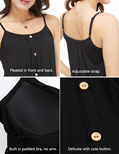 Image of Camisoles for Women with Built in Bra Adjustable Strap Tank Tops Cami Sleeveless Summer Tops for Workout Sleeping Traveling