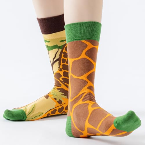 Image of 2 Pairs Cartoon Animal Crew Socks Fun Cotton Mid Calf Socks for Women