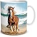 Produktbild TRIOSK Tasse Pferd am Meer mit Pferdemotiv Pferde Strand Maritim Geschenk für Pferdefreunde Pferdeliebhaber Mädchen Frauen Kinder