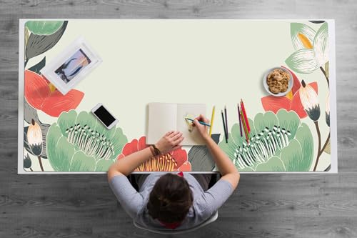 Couverture de bureau 120x60 cm en vinyle PVC à fleurs