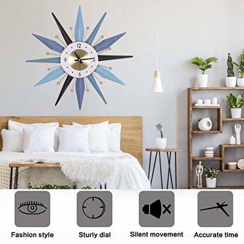 Zkp-Qswz 31In Starburst Wall Clock, Large Mid Century Sunburst Decorative Wall Clock, Silent Non Ticking Battery Operated Clock For Kitchen Living Room Decor #TOP2