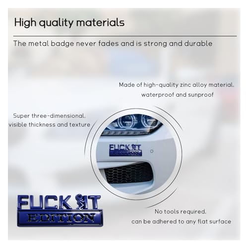 Image of Dickno Fuck It Edition Emblem for Car, Auto Fender Bumper Decoration Stickers, Vehicle 3D Side Fender Rear Trunk Decal Badge, Universal Exterior Accessories for Car (Blue & Black)