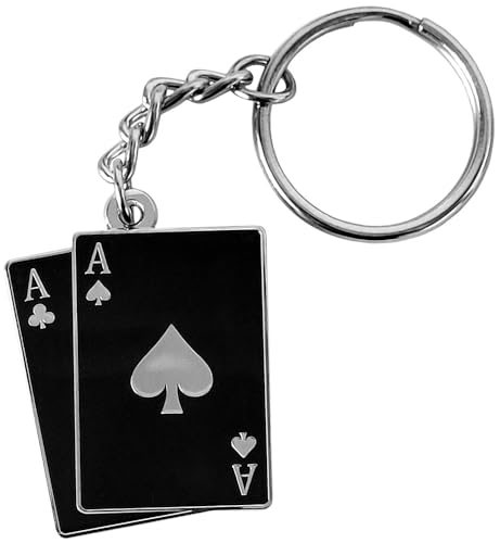 Pinsanity Black Pair of Aces Metal Keychain