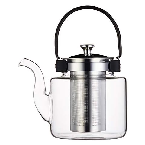 Purefold Glass Teapot 40 Oz, Stovetop Safe Tea Kettle with Removable Infuser, Blooming & Loose Leaf Tea Maker (1200 ML) Cover
