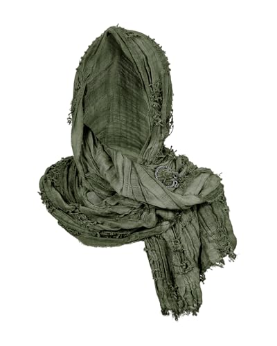 Century Star Dune Hooded Shawl with Men - Cowl Wrap Wasteland Medieval Cloak Renaissance Costume Cape With Viking Scarf Brooch Rogue Accessories Deep Green