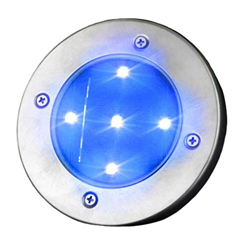 Solar Powered Disk Lights 5 LED Solar Pathway Lights Outdoor Waterproof Garden Landscape