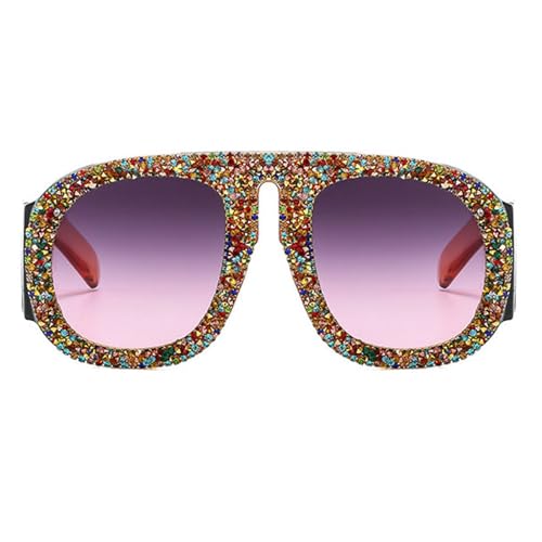 willochra Oversized Bling Rhinestone Pilot Sunglasses for Women Men Fashion Shield One-Piece Sun Glasses Thick leg Goggles