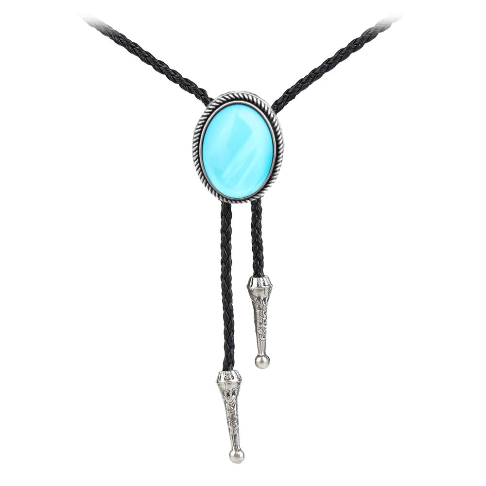 Joxevyia Bolo Tie for Men Vintage Cow Skull Leather Rope Western Cowboy Necktie Vintage Bola Tie Gift for Him