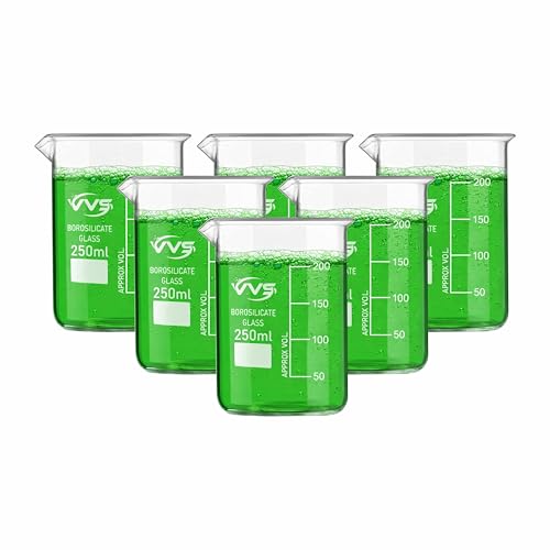 Image of VVS Borosilicate Glass Beaker 250ml pack of 6 of For School College, Lab Laboratry and professional use