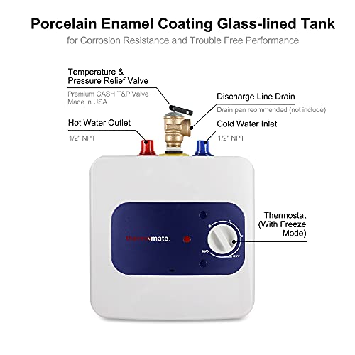 Thermomate Mini Tank Electric Water Heater Es150 1.3 Gallons Point Of Use Water Heater For Instant Hot Water Under Kitchen Sink 120V 1440W #TOP5