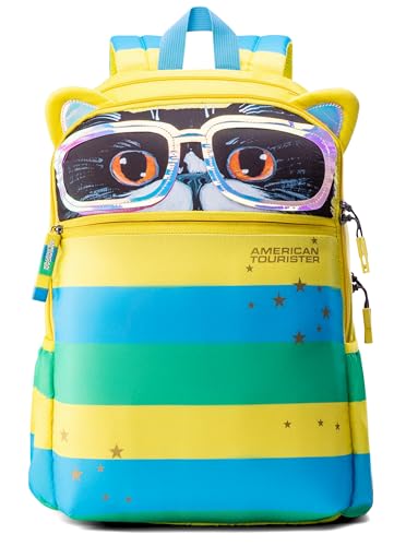 Image of American Tourister Smoodle+ | 30 Ltrs | 2 Compartments | Bottle Pocket | Ergonomic Padded Back Panel & Shoulder Straps | Kids Backpack | 1 Year International Warranty | Yellow
