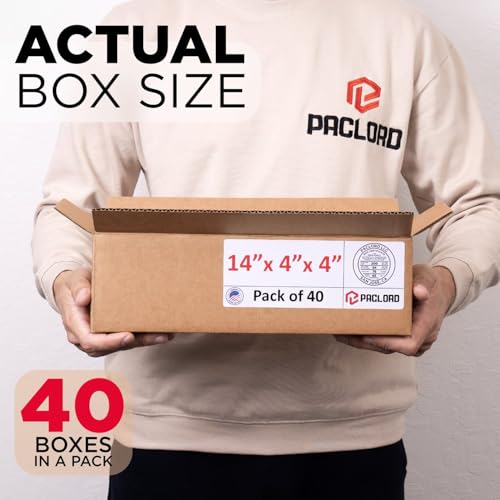 Image of Long Cardboard Boxes 14 inchL x 4 inchW x 4 inchH (Pack of 40) - USA-Made Packing Boxes for Moving, Shipping, or Storage - USPS, UPS, FedEx Approved - Professional Packing Supplies for Moving | USA-Made Packing Boxes for Moving, Shipping, or Storage - USPS, UPS, FedEx Approved - Professional Packing Supplies