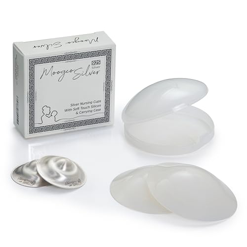 Image of The Original Silver Nursing Cups with Silicone Pads - Nipple Shields for Nursing Newborn - Newborn Essentials Must Haves-Nipple Covers Breastfeeding-925 Silver