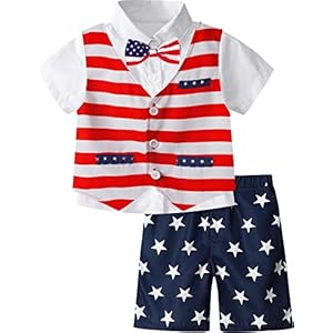Aj design toddler suit gentleman outfit for boys 3pcs clothes set shirt vest shorts with bowtie  urban country home decor