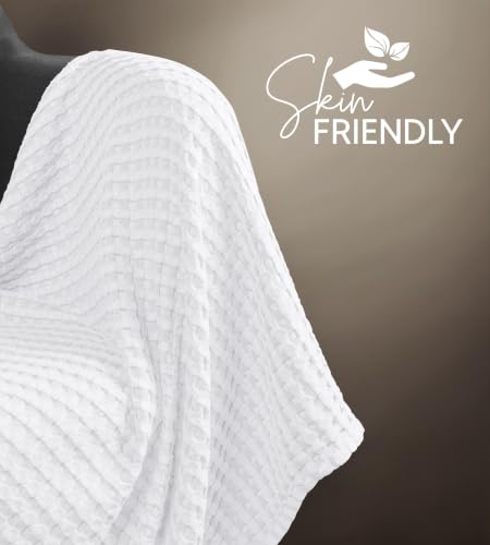 Image of Utopia Bedding 100% Cotton Waffle Blanket Big Size White, 120x120 Inch | Lightweight Breathable Cozy Summer Bed Blanket Home Decor Gift for Women and Men