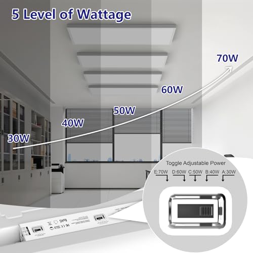 Image of AIKVSXER 2x4 Led Flat Panel Light Surface Mount-2 Pack, 70W 7700Lm Dual Selectable 5CCT 3000K /4000K /5000K /5700K /6500K and Wattage 30-70W 0-10V Dimmable Ceiling Light Fixture for Kitchen /Laundry