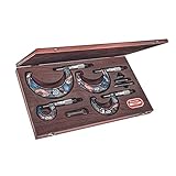 Starrett Outside Micrometer Set with Smooth Friction Thimble, Combination Ratchet and Speeder -...