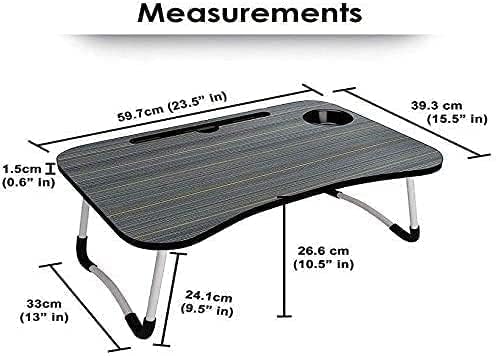 DIVIJA STORE Study Table Bed Table Premium Laptop Table/And Portable Plastic/Writing Desk For Office/Home/School (Black), 59.7 cm