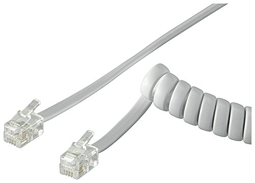 Goobay 68601 Telefonkabel RJ10 Stecker Telefonh&ouml;rerkabel Spiralkabel Telefonstecker RJ10 Kabel Festnetztelefon Telefonh&ouml;rer Telefon Kabel Wei&szlig; 4m